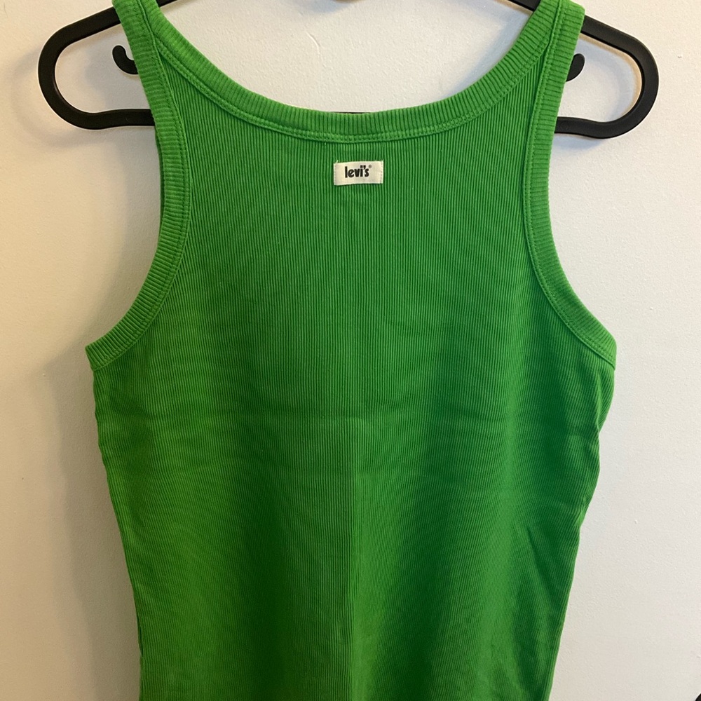 Levi's Bright Green Ribbed Cotton Tank, size large